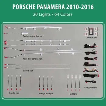 DIQ AMBIENT PORSCHE PANAMERA (G1) mod. 2010-2016 (Digital iQ Ambient Light for Porsche Panamera mod. 2010-2016 with 20 Lights)