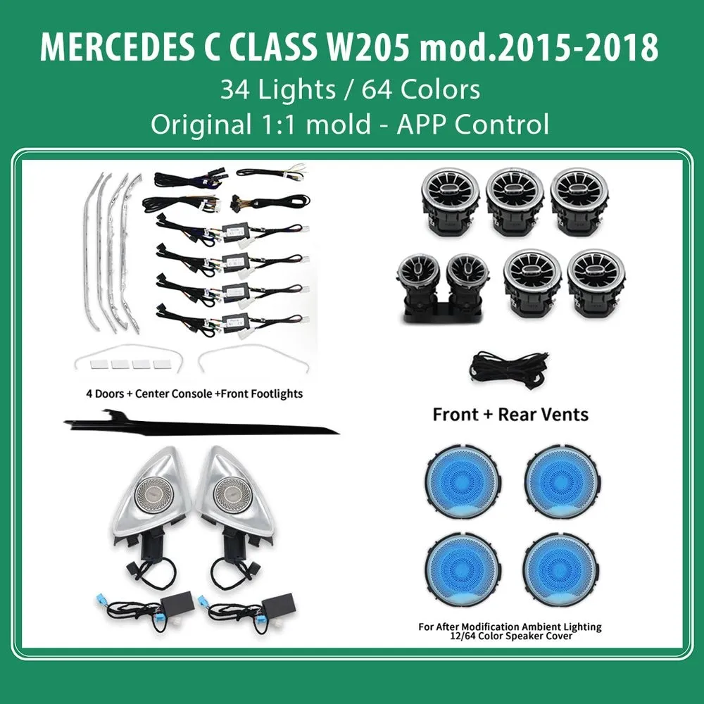 DIQ AMBIENT 8161 DCP2 (FK) BENZ C (W205) (Digital iQ Ambient Light for Mercedes C (W205) mod. 2019-2023 with 34 Lights FULLKIT)
