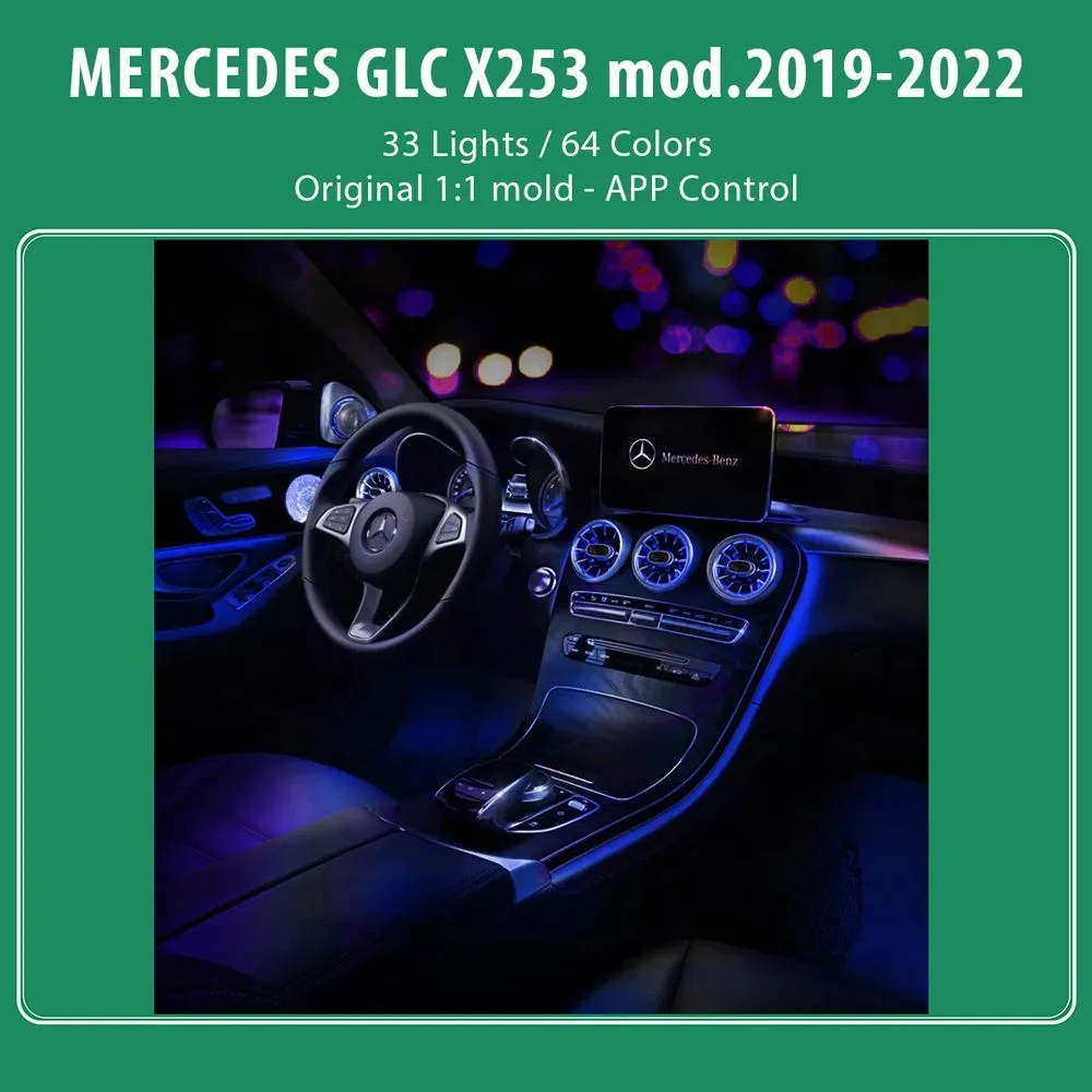 DIQ AMBIENT 8161 DCQ - BENZ GLC (X253) (Digital iQ Ambient Light for Mercedes GLC (X253) mod. 2019-2022 with 33 Lights)
