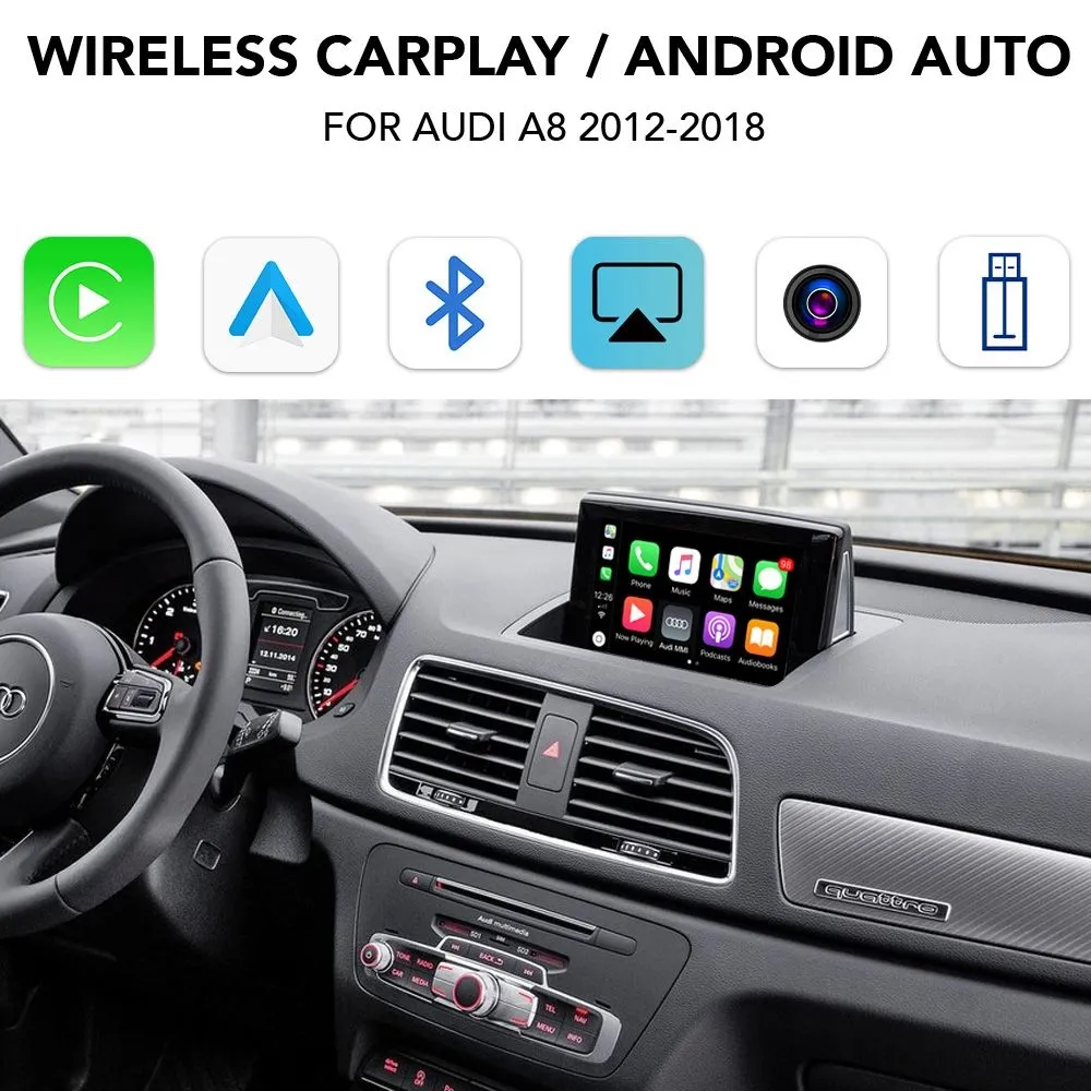 DIGITAL IQ AD 505Q CPA (WIRELESS CARPLAY / ANDROID AUTO BOX with 2 CAMERA IN for AUDI A8 mod. 2012-2018 with MMI 3G and 6.5'' - 