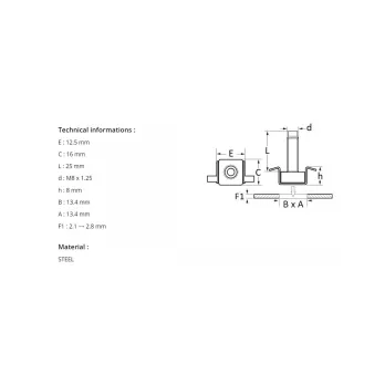 CAGE SCREW M8-1.25 X 25 mm