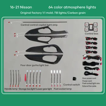 DIG AMBIENT NISSAN QASHQAI II (PB) (Digital iQ Ambient Light for NISSAN QASHQAI mod. 2014-2021 with 18 Lights) PIANO BLACK