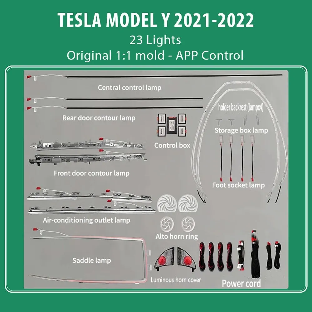 DIQ AMBIENT TESLA MODEL Y mod. 2021 (Digital iQ Ambient Light for Tesla Model Y mod. 2021 with 23 Lights)