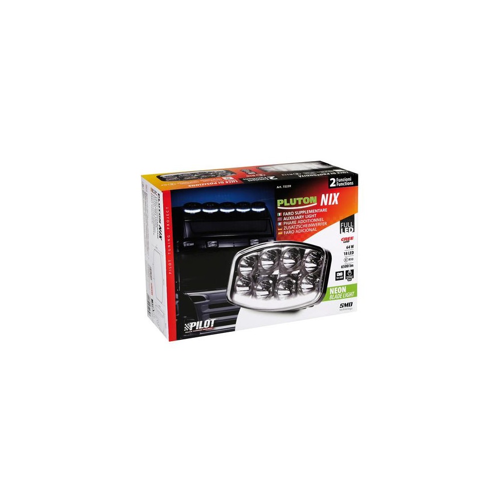 ΠΡΟΒΟΛΕΑΣ PLUTON NIX 10-30V 18CREE LED 64W 6500lm ΚΑΡΦΙ ΜΕ NEON ΘΕΣΕΩΣ 245x170x89mm 1ΤΕΜ.