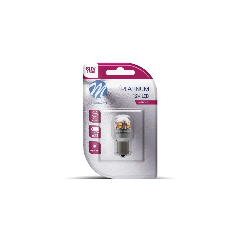 P21W 12/24V Ba15s 2,8W 450lm 15xSMD LED CAN-BUS ΛΕΥΚΟ BLISTER  M-TECH 1ΤΕΜ.