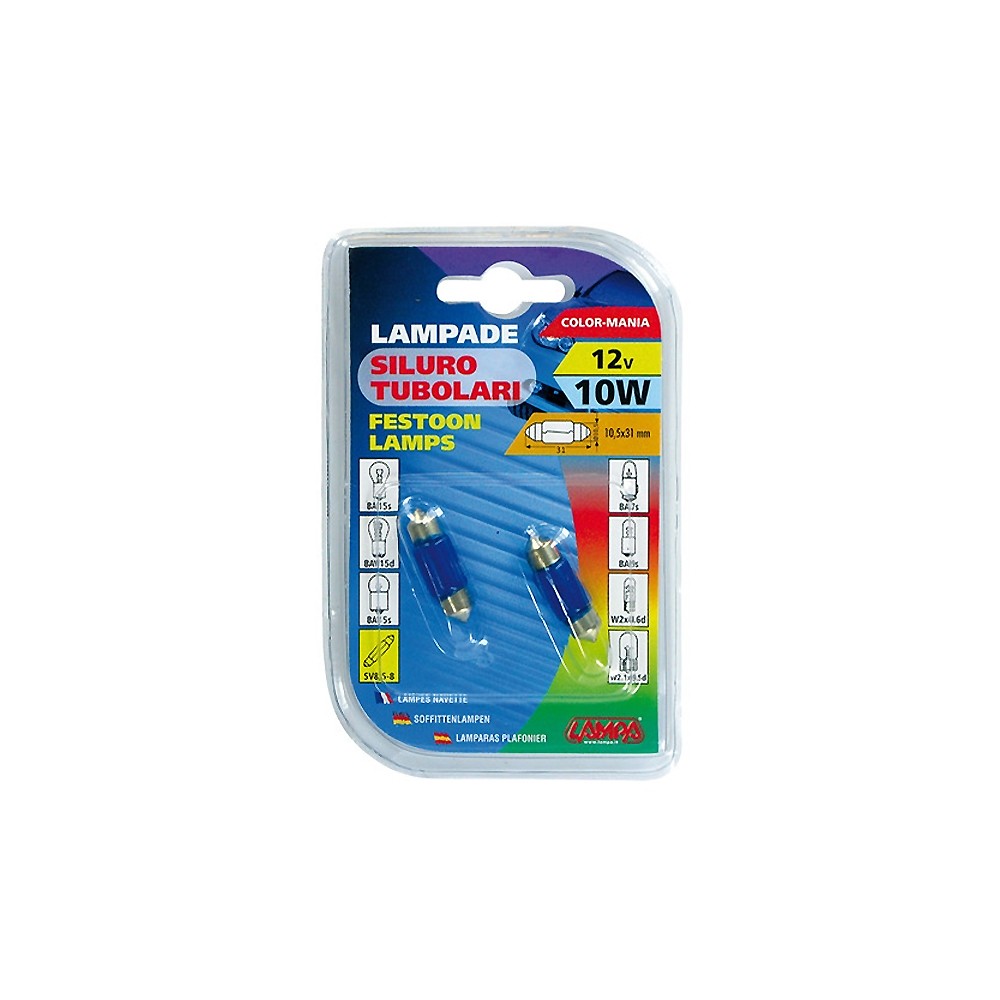 ΛΑΜΠΑΚΙΑ ΣΩΛΗΝΩΤΑ 12V/10W ΜΠΛΕ 11X31mm