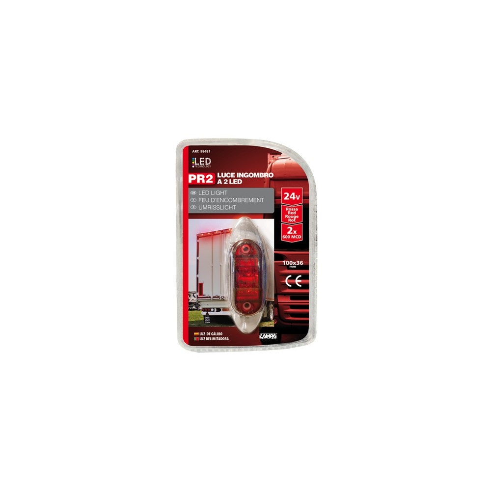ΦΩΣ ΦΟΡΤΗΓΟΥ 2LED ΚΟΚΚΙΝΟ 24V 100mm