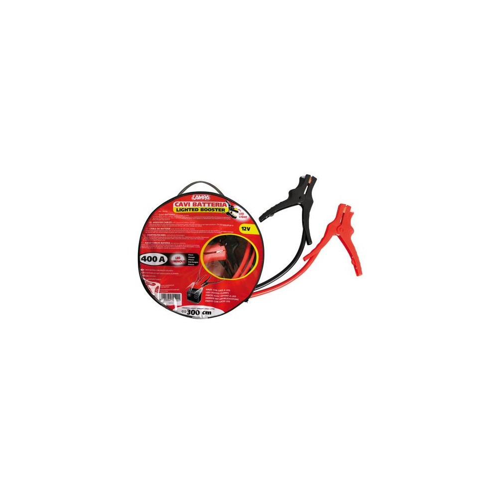 Καλώδια Φορτισης 300CM 400AMP 12V με φως LED